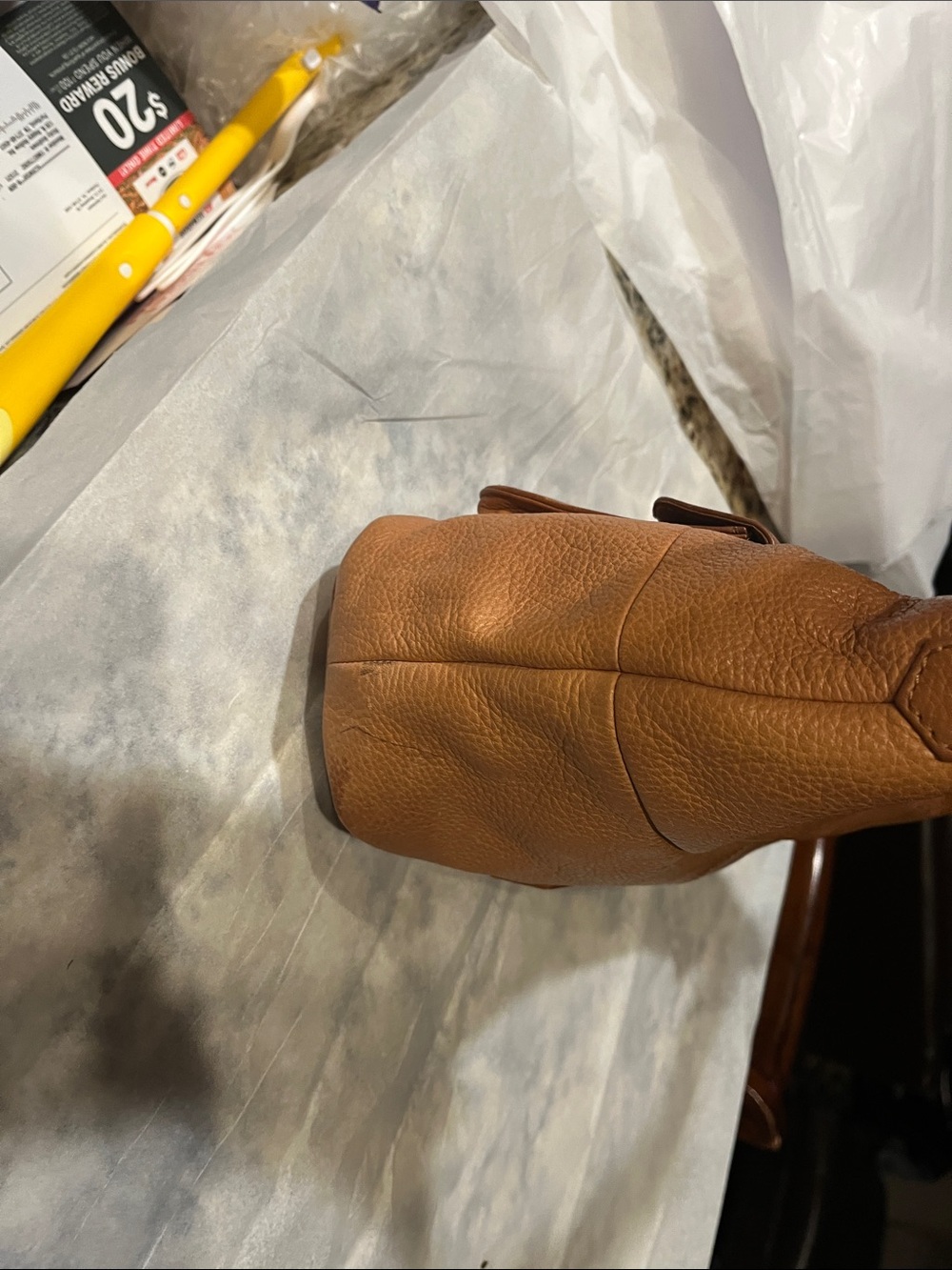 Fossil 75082 Vintage Brown Pebbled Leather shoulder bag. - Picture 7 of 8